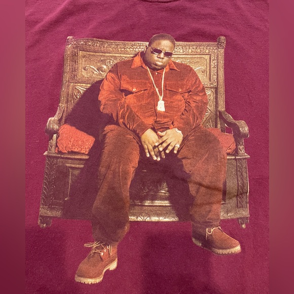 CLEARANCE! Vintage Burgundy Notorious B.I.G. Tee Size XL - Picture 3 of 4